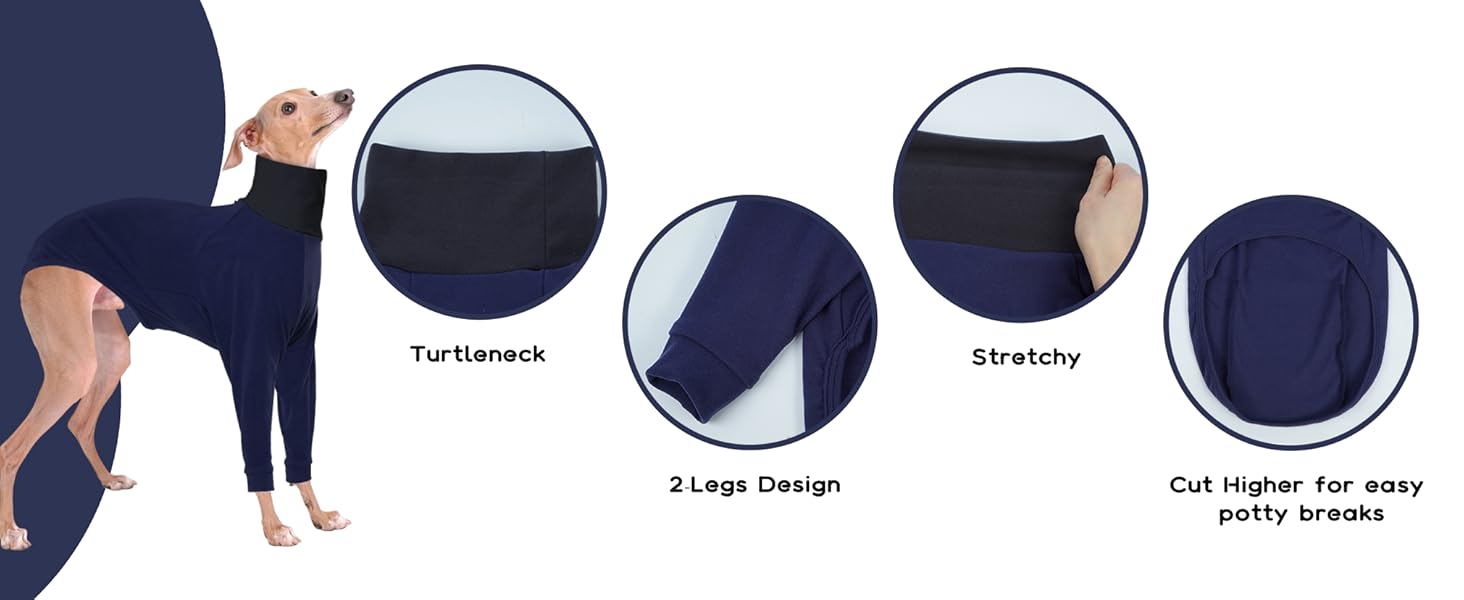 Теплий плед для породистих собак: Віппет, Грейхаунд, інші породи. Плед-піжама, темно-синій, розмір S