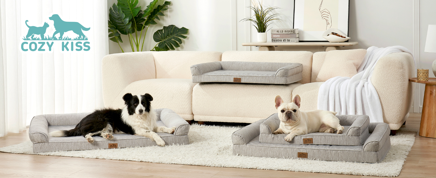 Ортопедичне ліжко для собак COZY KISS XL, 107x76x18 см - ліжко для великих собак з яйцеподібною піною та знімним чохлом