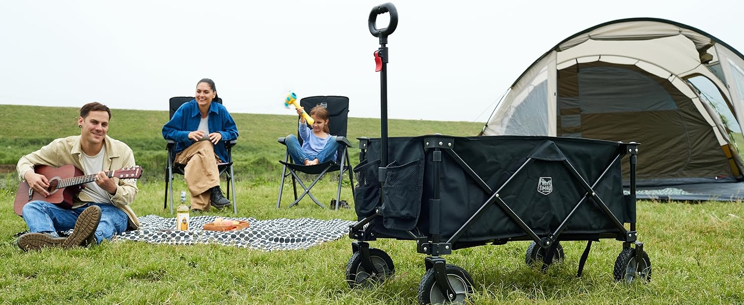 TIMBER RIDGE XXL: Садовий візок-трансформер з кишенями та тримачем для напоїв, для всіх типів місцевості, чорний