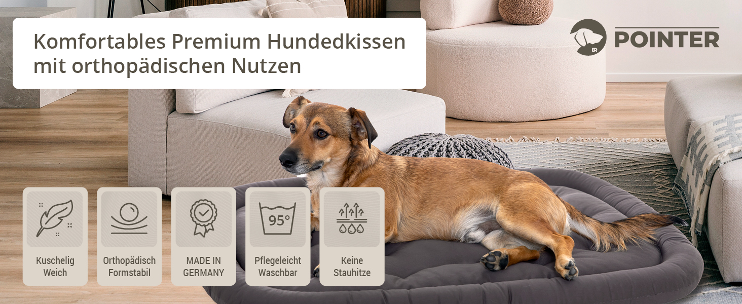 Ортопедичний лежак для собак середніх порід, 90x60 см - Лежанка для собак, що миється до 95°C, без запаху, міцна, для використання в приміщенні та на вулиці, Made in Germany (L - 90x60 см, Антрацит)
