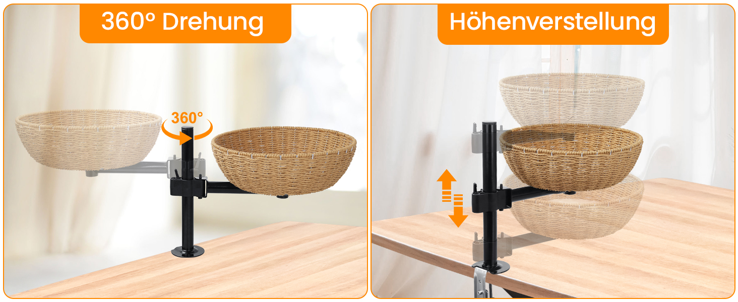 Кігтеточка-ліжко для кота на стіл: обертання 360°, регульована висота, без свердління. Підвищене котяче ліжко над столом. Тримає кошеня/кота поруч. Зручне ліжко для кота з подушкою для тварин.