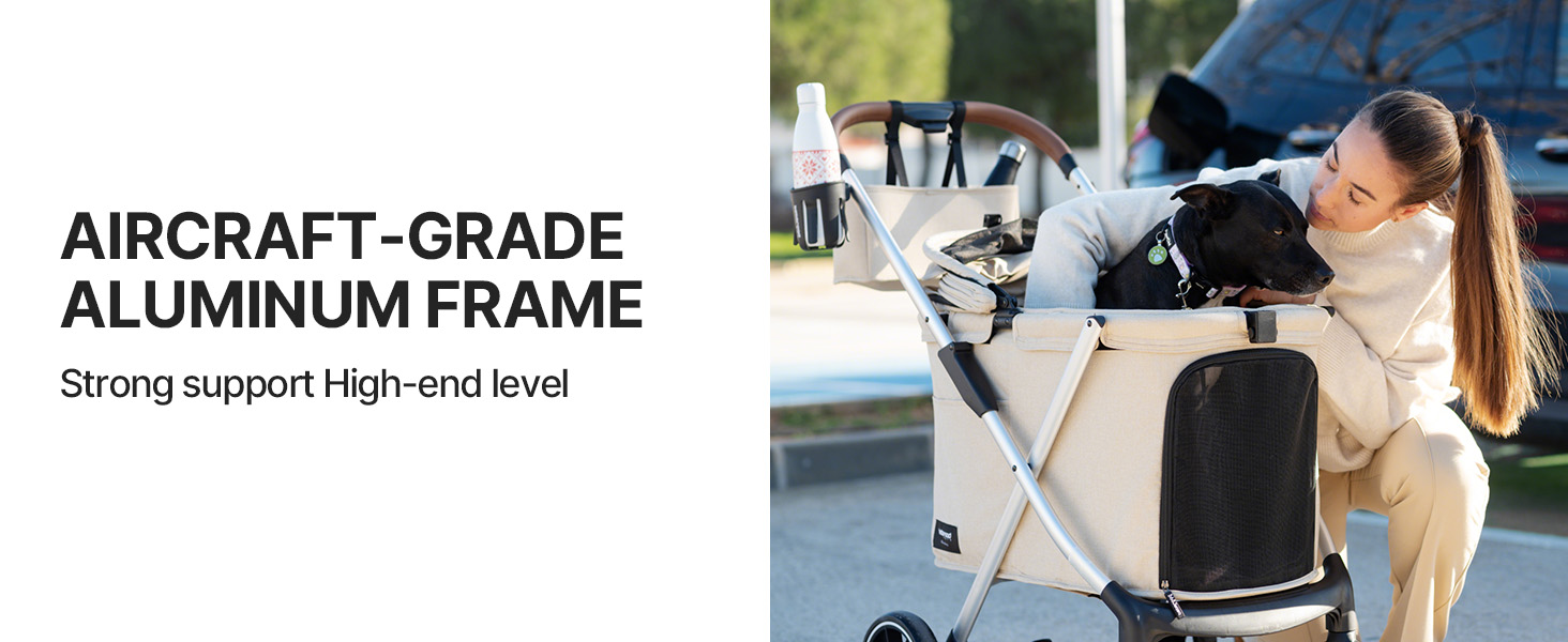 Дитяча коляска для собак Beberoad Pets X6, сіра, до 30 кг, складна, з регулюванням спинки 180° та амортизаторами