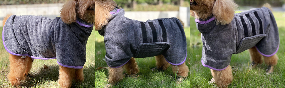 Рушник для собак, халат з мікрофібри, XXL, блакитний: швидковисихаючий, супер вбираючий, з регульованим коміром та поясом