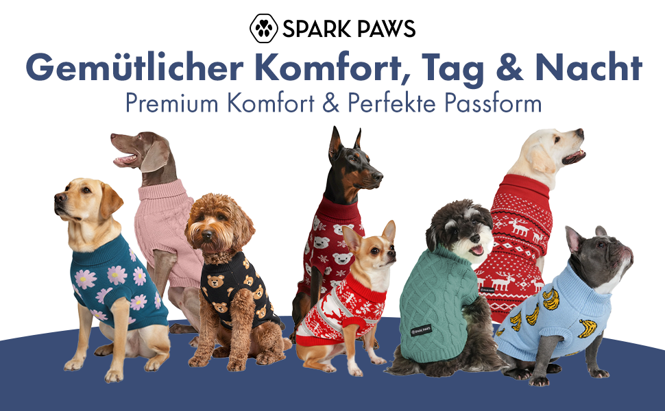 Теплий зимовий пуловер для собак Spark Paws з ультрам'якого матеріалу – для маленьких, середніх та великих собак, французьких бульдогів, пітбулів (квітковий, M)