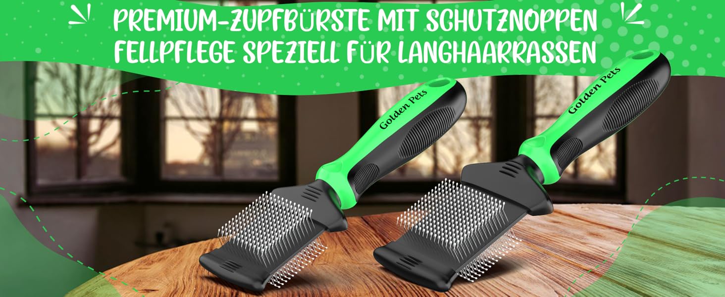 Зубчаста щітка для собак та котів з захисними нопочками - видаляє підшерсток, ковтуни та вузли. Щітка для довгошерстих собак, для порід Cockapoo та Пудель, для щоденного догляду за шерстю, розмір S. Зубчаста щітка 2.0 (маленька)