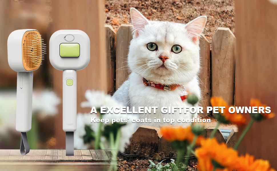 Парфумерна щітка для котів 4 в 1, синього кольору: догляд за шерстю котів та собак, самоочищення, антистатична