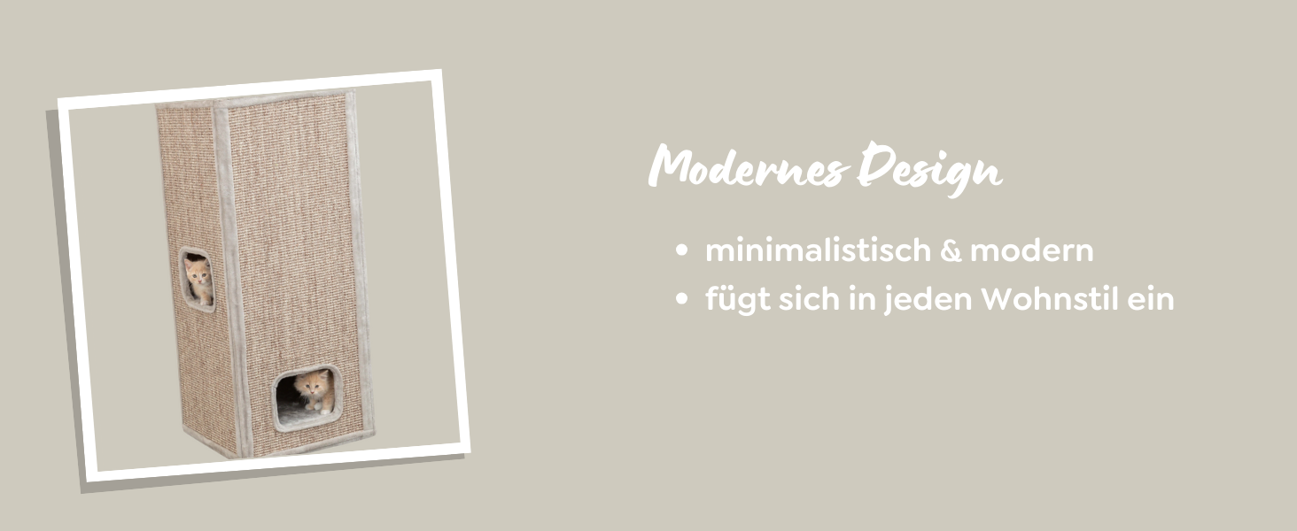 Кігтеточка TRIXIE Juno сіра, 116 см - двоярусна кігтеточка з 2 печерами, лежаком та килимом з сизалю - зручна та стійка