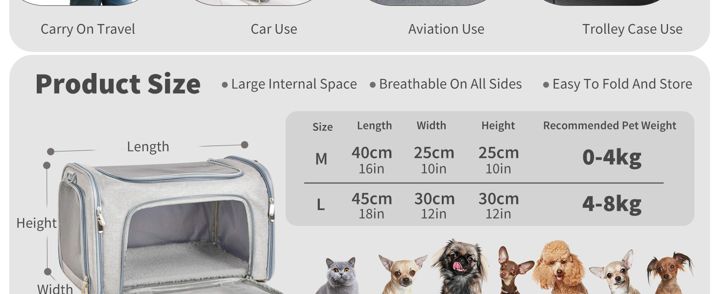 Транспортна сумка для кота/собаки PETCUTE, чорна, L, з підкладкою та плечовим ременем