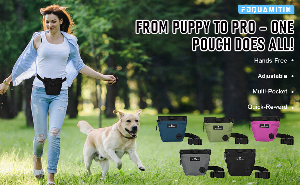 Сумка для ласощів для собак з магнітною застібкою та регульованим поясом, навчальна сумка, портативна сумка для перекусів для прогулянок на відкритому повітрі (Чорний, принт з тваринами)