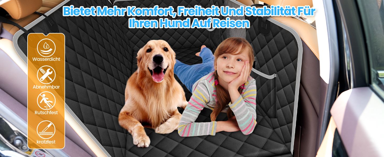 Захист для заднього сидіння авто для собак Kfonla: водовідштовхувальна підстилка з боковими бар'єрами та оглядовим вікном, універсальна, антицарапин, для захисту сидіння
