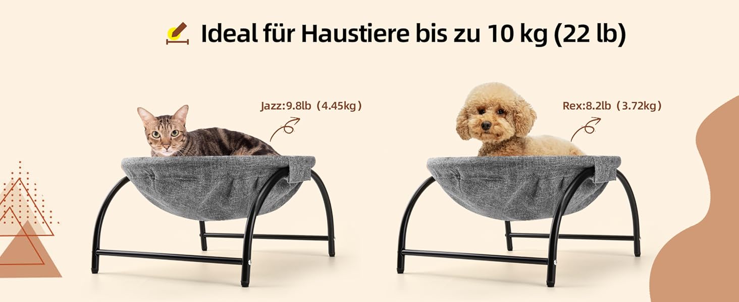 Гамак для котів LIFLIX Outdoor, піднятий лежак знімний, пральний плюш, стоячий гамак для котів для внутрішнього/зовнішнього використання (Сірий)