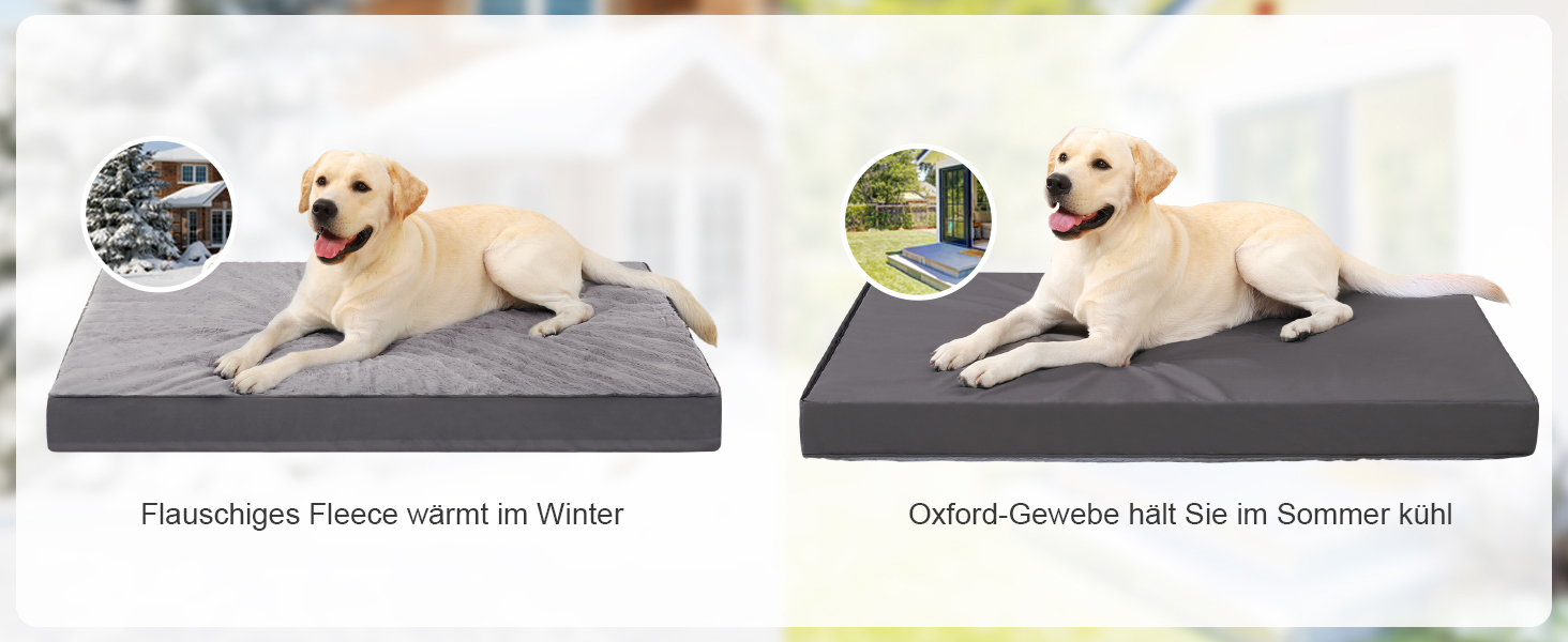 Ортопедичне ліжко для собак великих порід KSIIA, 91x68 см, знімний чохол, двостороннє, темно-сірий колір