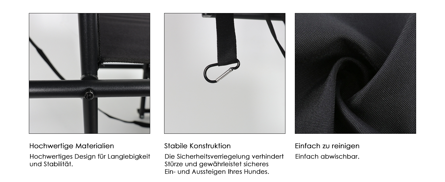 Сходи для собак Caliyo, 4 сходи, авто, до 75 кг, чорний, регульована висота, для великих собак, для авто, диванів та ліжок