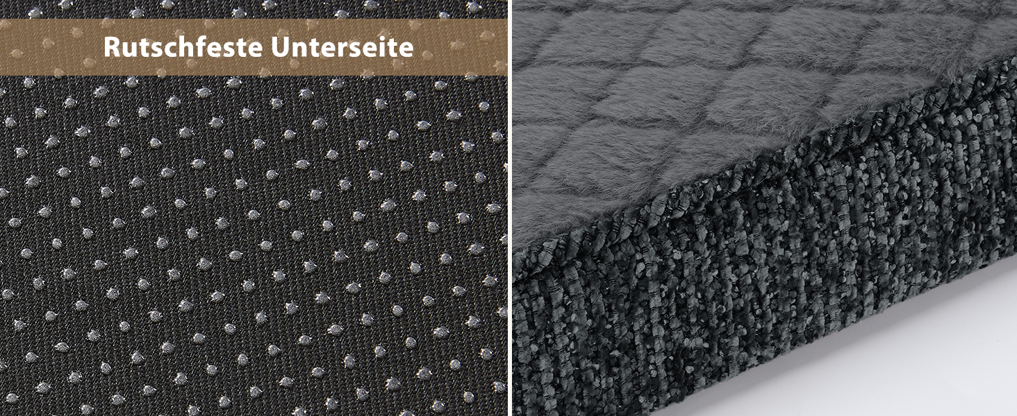 Ортопедичне ліжко для собак JOEJOY, 61x43x9 см, сіре - м'яке, з неслизьким дном