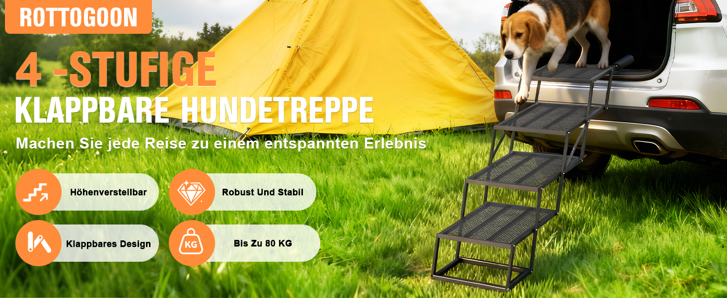 Східці для собак ROTTOGOON, 4-ступеневі, складані, з антиковзкою поверхнею, для автомобіля, SUV та вантажівки