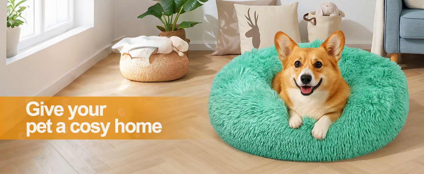 М'яке ліжко для собак та котів, зручне та тепле, антистрес, для маленьких та середніх порід, блакитне (50 см)