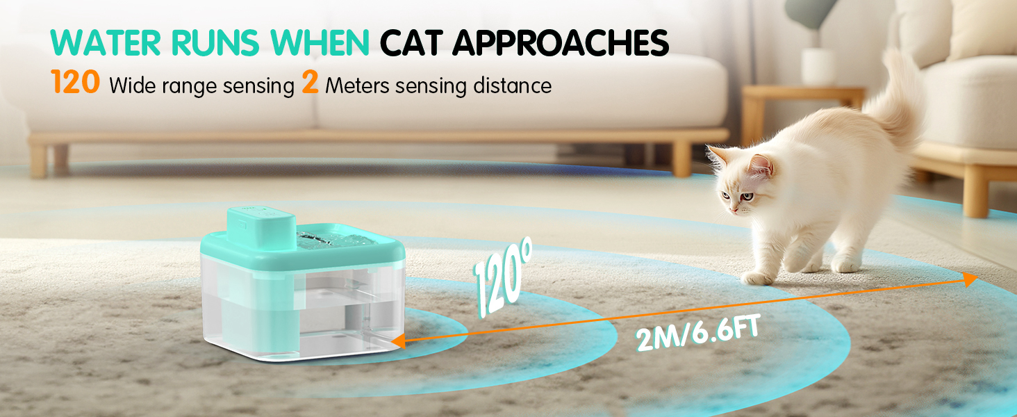 Трубочка для котів RUXAN, 2L, тихий фонтанчик з батарейкою, 2200mAh, з датчиком руху, 3 режими, для котів та собак, білий (блакитний, поліпропілен (PP))