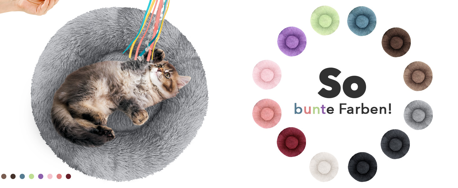 Кругле ліжко для собак середніх порід, діаметр 70 см, м'яке плюшеве гніздо, ергономічне, знімний чохол, неслизьке, штучне хутро, колір: світло-сірий