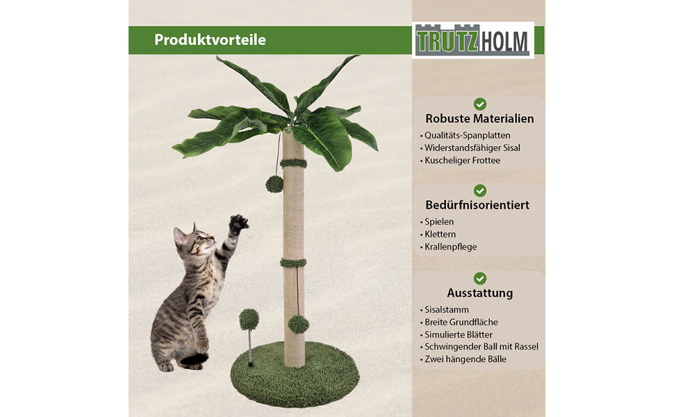 Кігтеточка TRUTZHOLM з м'яким покриттям: кігтеточка для котів з міцного сизалю, 85 см