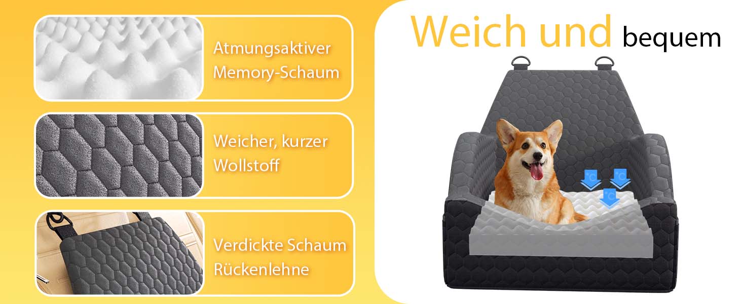 Автокрісло для собак UNICITII: безпечне та зручне автоліжко для собак малого та середнього розміру (до 13.6 кг), чорного кольору.