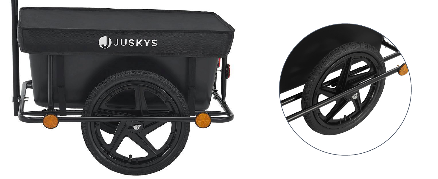 Велосипедний причіп Juskys 90 літрів: вантажний причіп з зчепленням та тентом - для вантажопідйомністю 40/80 кг