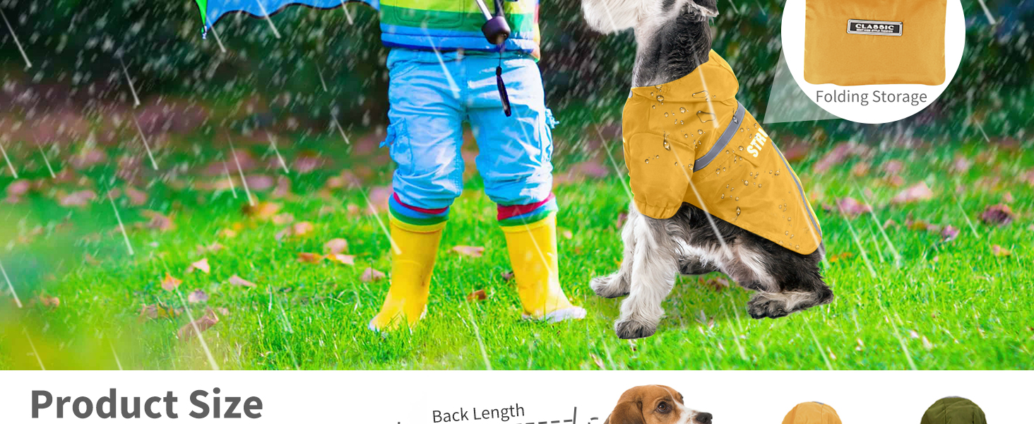 Дощовик для собак PETCUTE: водонепроникний, дихаючий, з капюшоном, XL, оливковий