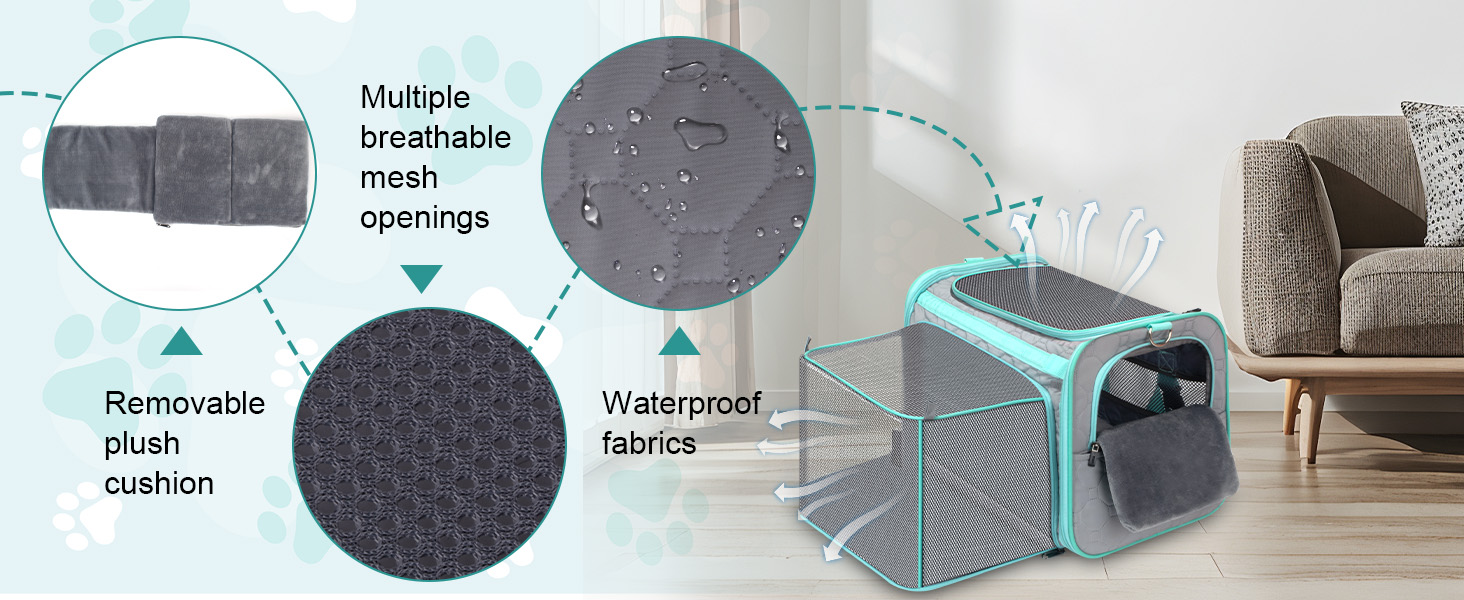 Транспортна переноска для кота Transportbox Katze, складана, розширювана, м'яка переноска для безпеки та комфорту, водонепроникна сумка-переноска для котів до 6.8 кг