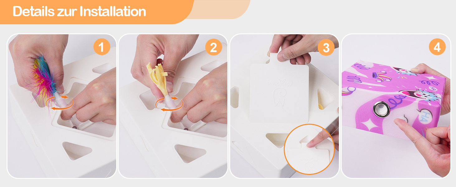 Інтерактивна іграшка для котів Migipaws 3 в 1 MigiBox: електрична коробка з 12 отворів, захована іграшка, паперовий матеріал, для розваги, перезаряджається (біла Migibox)