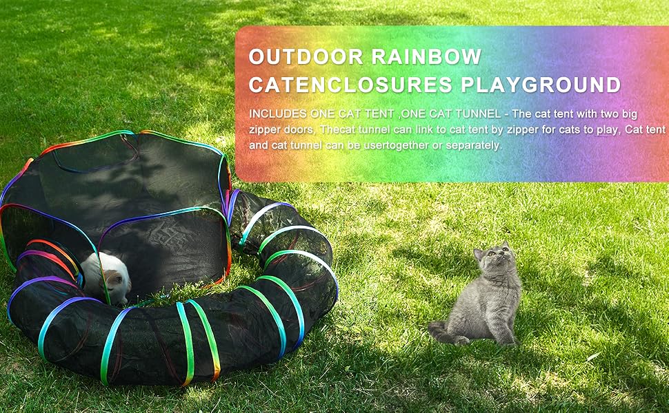 Клітка-тунель для котів DiDiBirDi 2 в 1 на вулицю: тунель та вольєр, портативна клітка для котів, дрібних собак та кроликів