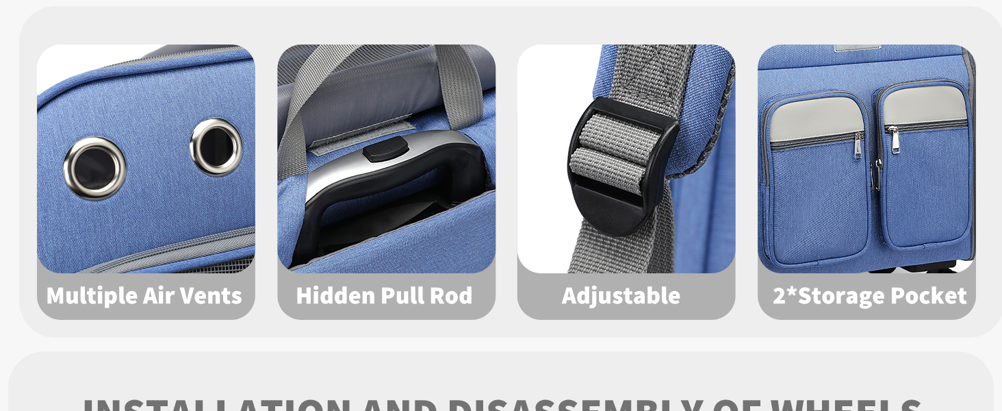 Рюкзак-переноска для кота та собаки PETCUTE з візком 2 в 1 до 11 кг, сірий. Знімний килимок, дихаюча переноска для подорожей з тваринами