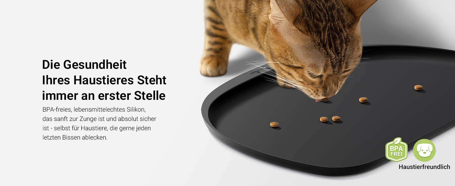 Підкладка під миску для котів DownyPaws, силіконова, 62 x 43 см, чорна. Захист від розливання, легко миється, BPA-free