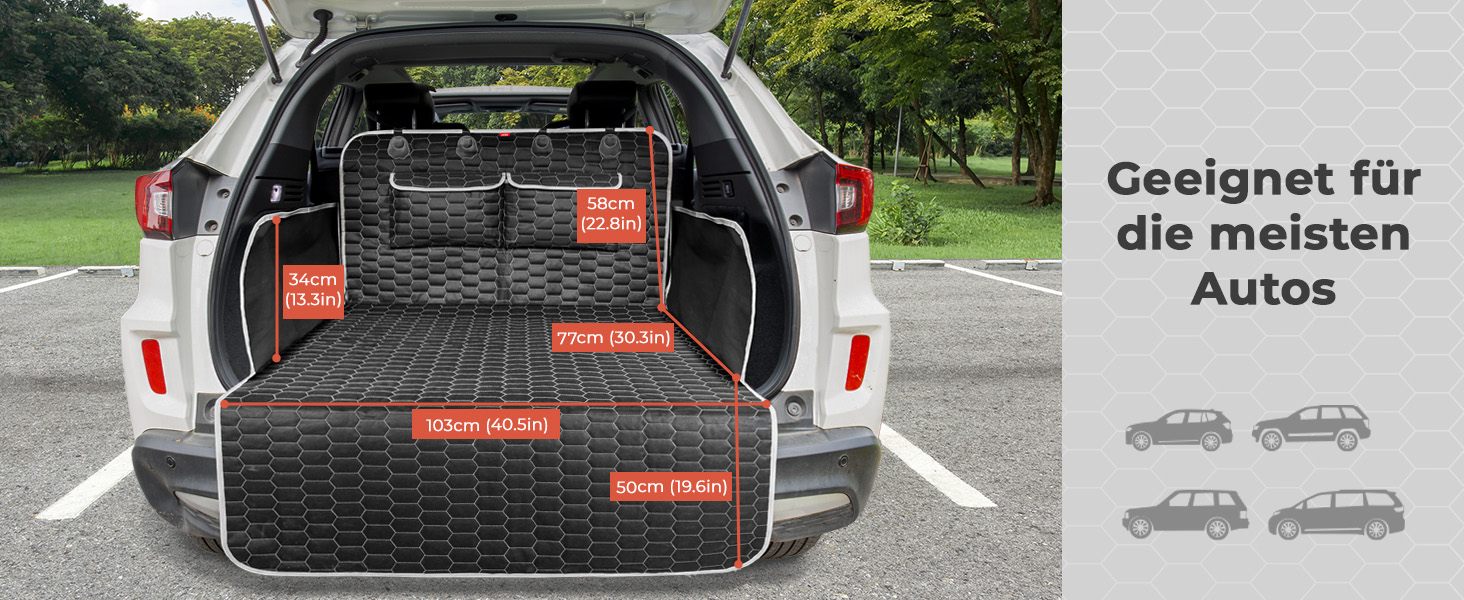 Захист для багажника автомобіля Oasser для собак, 185x103x34 см, універсальний, 600D, з боковим та захистом для краю вантажного отвору, водонепроникний, стійкий до подряпин, неслизький