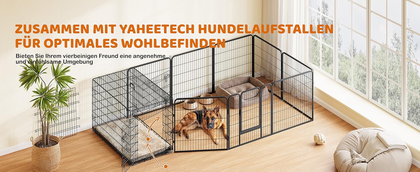 Клітка для собак Yaheetech 122x71x78 см, розкладна з перегородкою, 2 двері, чорна, для дому та транспортування