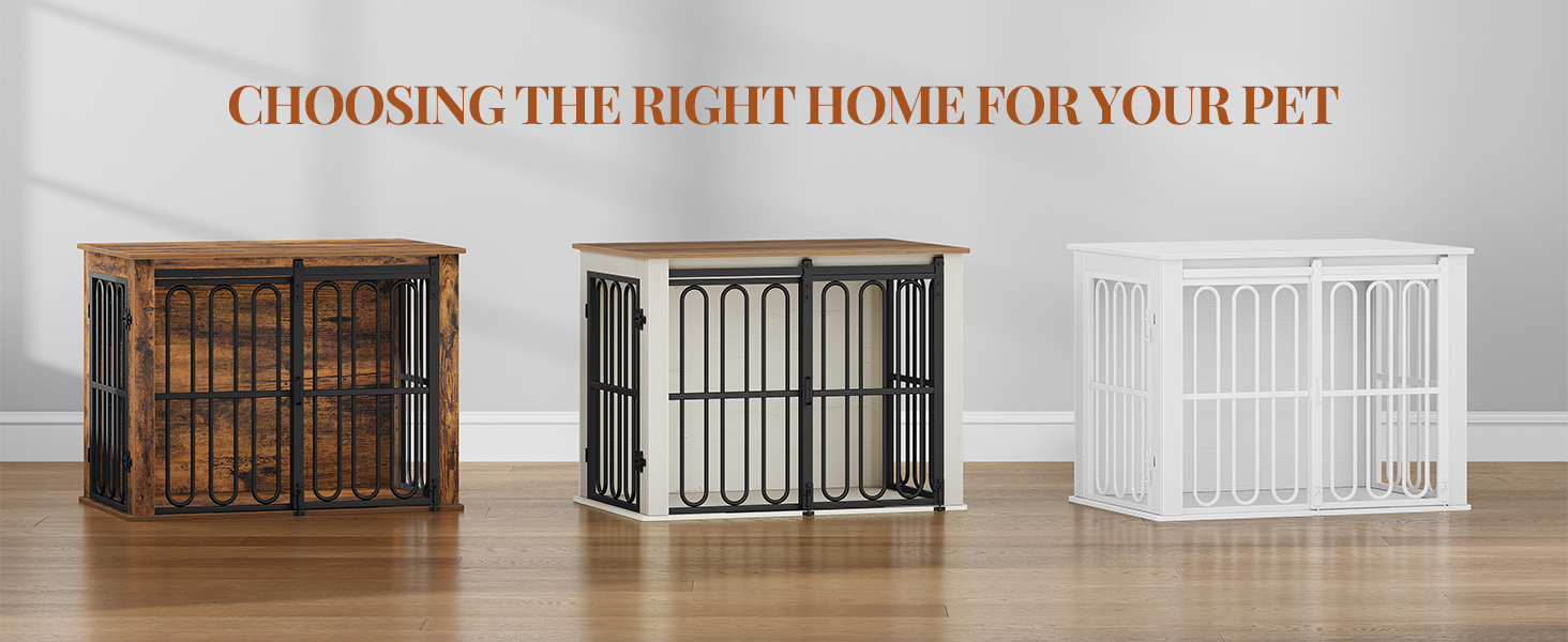 Дерев'яний вольєр для собак, 81 см, вольєр-стілець для дому, 2 двері, ковзні дверцята, для маленьких та середніх собак, міцний, 81 × 55 × 62,4 см, білий (коричневий)