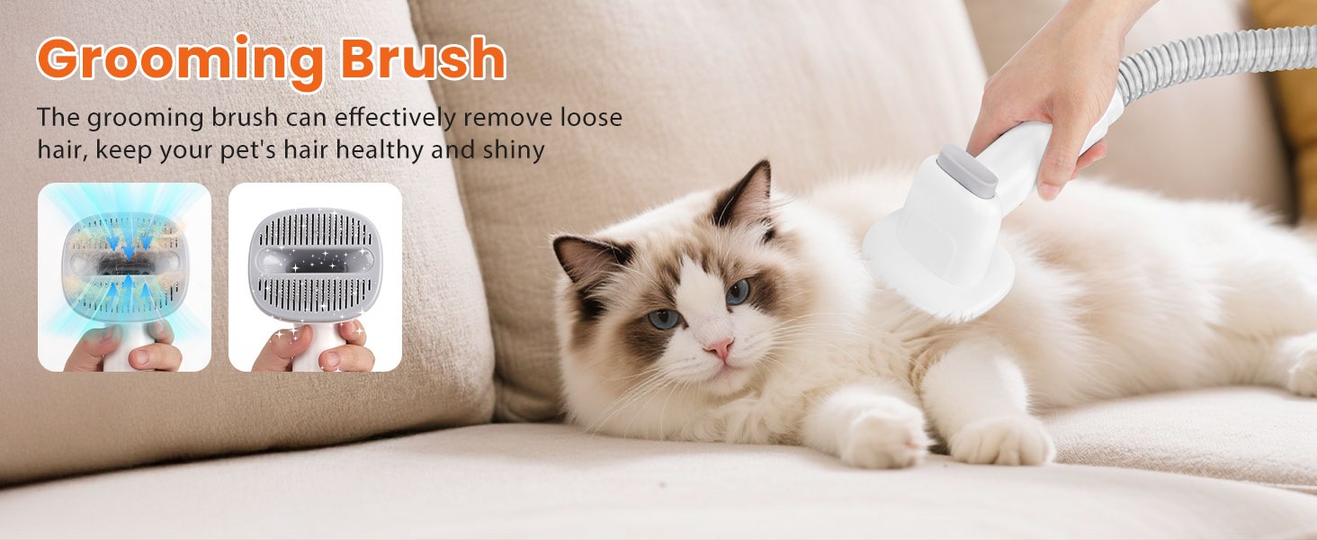 Машинка для стрижки собак Nobleza з пилососом, потужність 12000 Па, видаляє 99.99% шерсті, тиха, для собак та котів, 7 насадок, об'єм контейнера 2.5 л