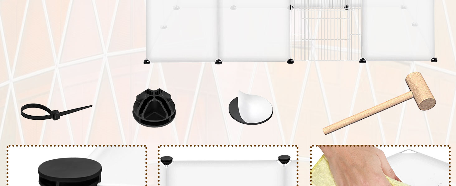 Клітка-вольєр для дрібних тварин FIVMEN 145x75x48 см з 12 панелями та дверима (біла)