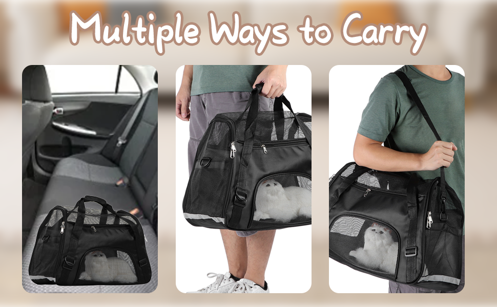 Транспортна сумка для собак та котів, складна переноска, чорна (L)