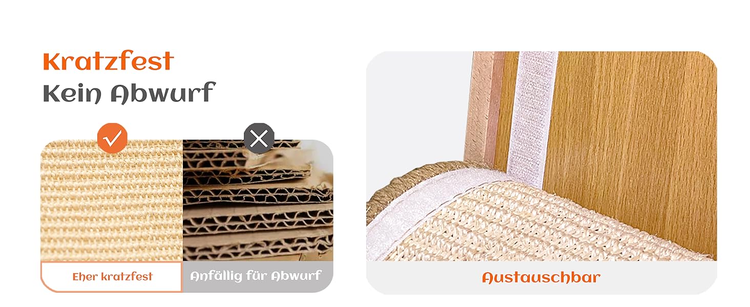 Котячий дряпак CheerPals L-подібний з сизалю - міцна конструкція з бука, 58x37x48 см