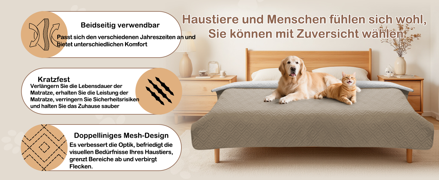 Водонепроникний килимок для собак Gyuro, двосторонній, міцний, для дивану та ліжка, миючий, для собак та котів (Темно-хакі + Хакі, 208*208 см)