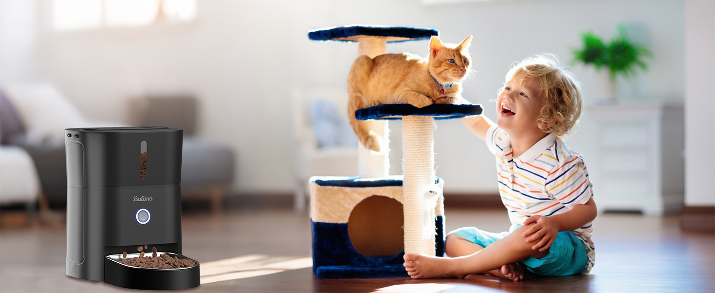 Автомат годування котів Balimo 3L з Wi-Fi, інтелектуальний диспенсер для котів/собак, з підсвічуванням та мискою з нержавіючої сталі 304, керування через додаток, 1-10 прийомів їжі на день, білий/чорний
