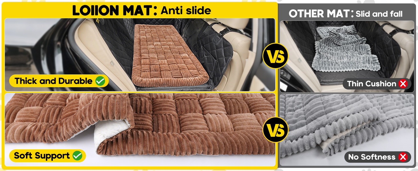Лоіон килимок для собак в авто, м'який, захист заднього сидіння, великі собаки, антиковзаючий, легко миється, стійкий до подряпин, комфортний, 127x62.5 см, коричневий