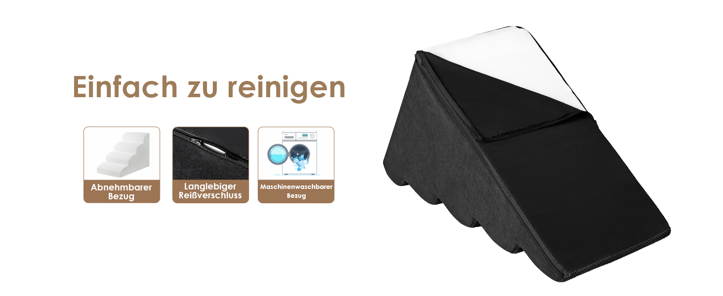 Сходинки для собак EHEYCIGA: 50 см, 4 сходинки, для маленьких собак, на диван/ліжко, з високощільним губчастим матеріалом, знімний та миючий чохол, антиковзне покриття, сірий (40 x 50 x 30 см)