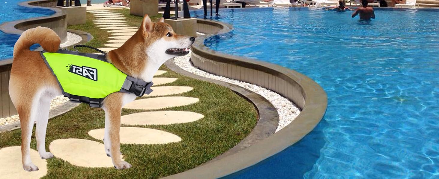 Світловідбиваюча жилет для плавання собак Kajile, зелений, M
