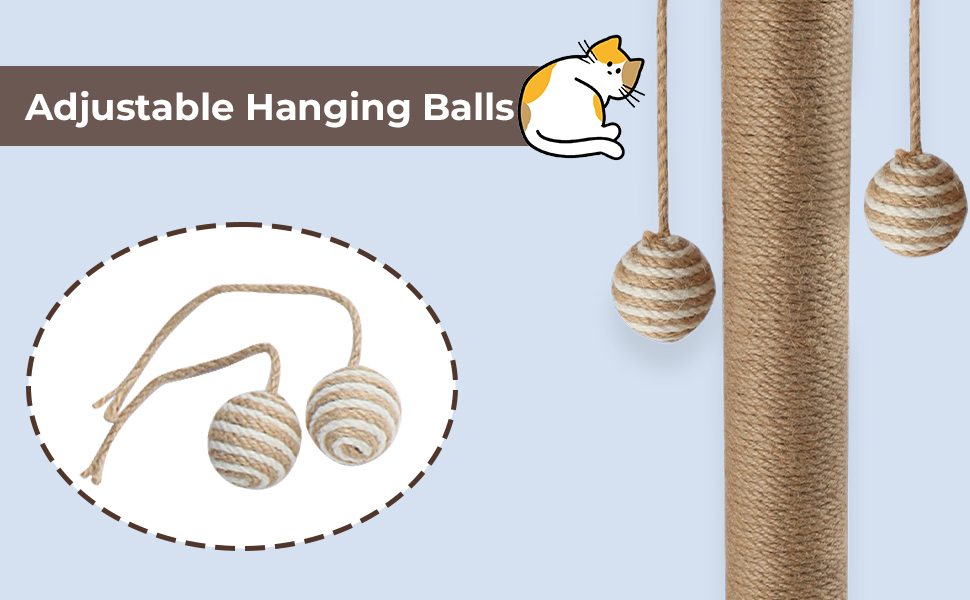 Іграшка для котів 4 в 1: когтеточка, інтерактивна іграшка з кульками, мотузка з сизалю, дерев'яна квітка