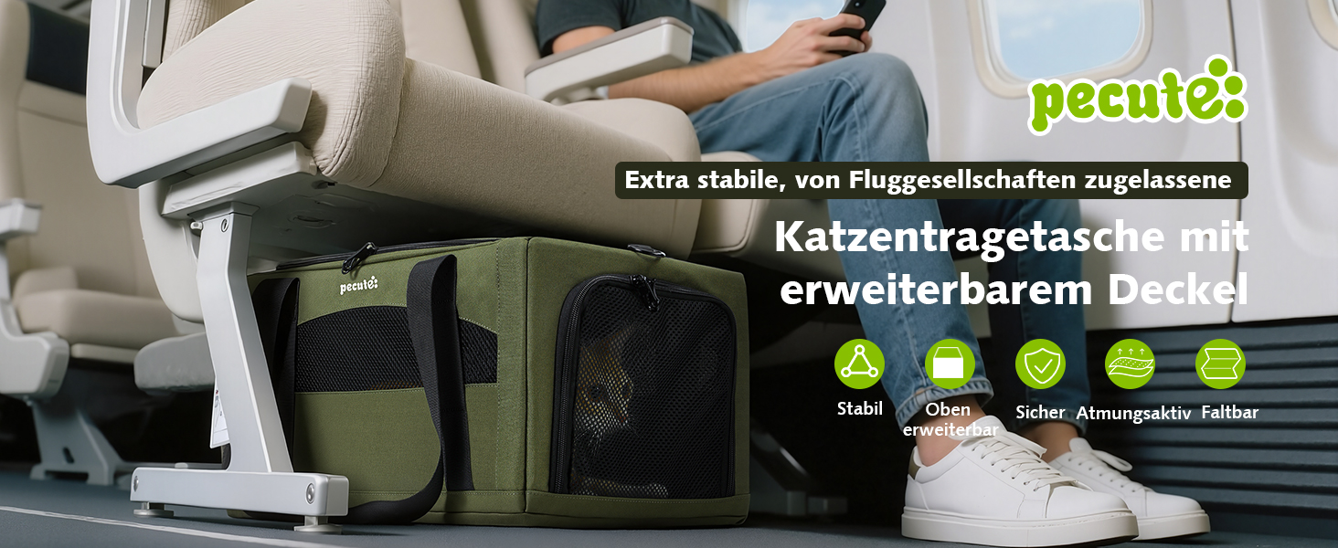 Транспортна сумка для котів Pecute: легка, складана, для подорожей, зелена