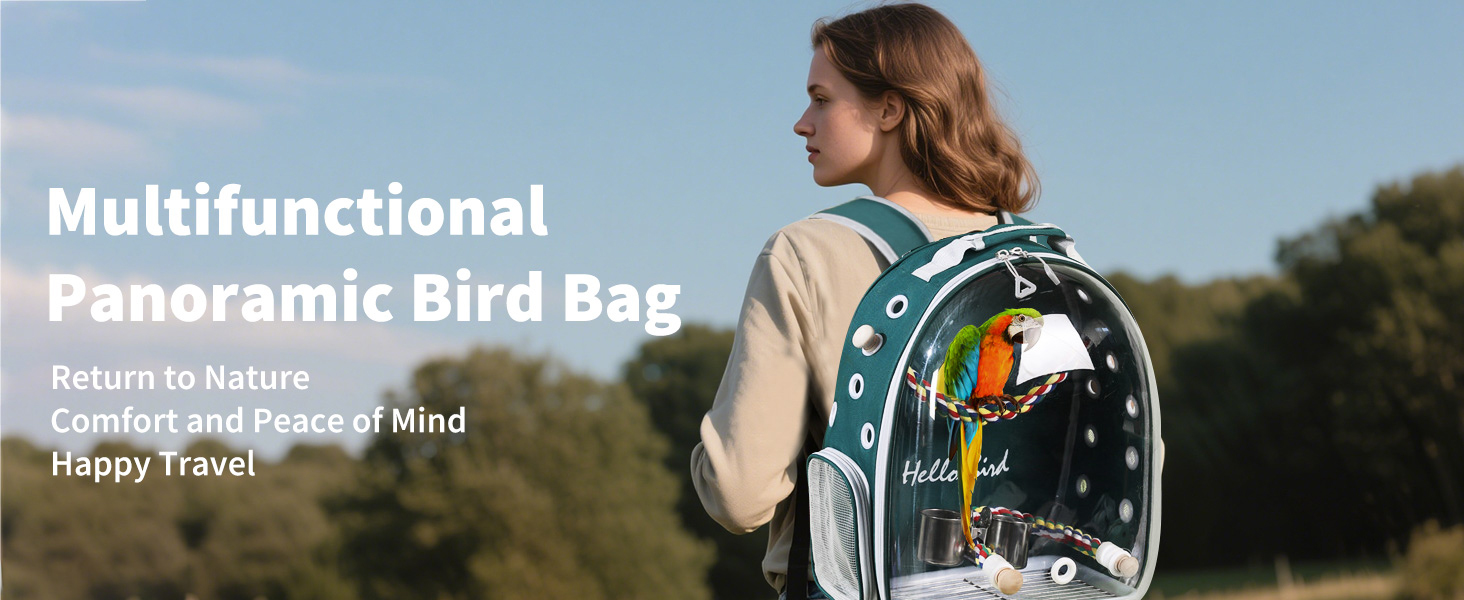 Рюкзак для птахів PETCUTE з дерев'яною жердкою: переноска, транспортна сумка для папуг, сіра