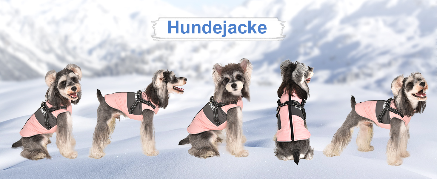 Теплий зимовий одяг для собак: куртка, жилет, плащ для маленьких та середніх порід, рожевий