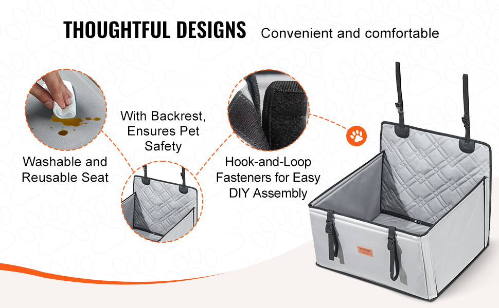 Автокрісло для собак VEVOR: водонепроникне, з підставкою, безпечне, для собак до 22 кг (Сірий)