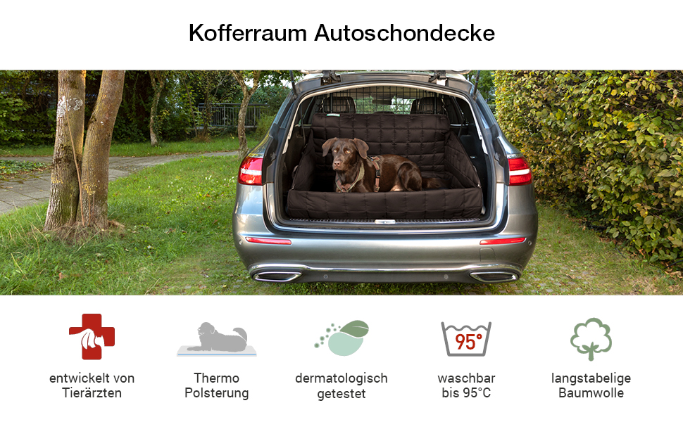 Захист для багажника Dr. Bark з підкладкою та захистом краю вантажного отвору, універсальний, бавовняна тканина, миючий, гігієнічний, 90x110 см, коричневий