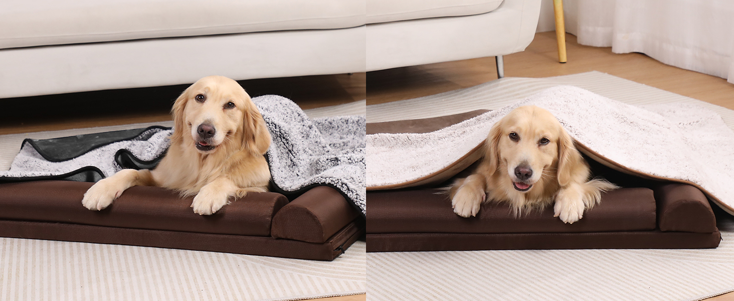 PETTOM Деки для собак Водонепроникні, Деки для собак на диван 152 x 127 см, Деки для собак з Sherpa та Flanell, Деки для домашніх тварин М'які, Можна прати в пральній машині L: 152*127 см Темно-сірий